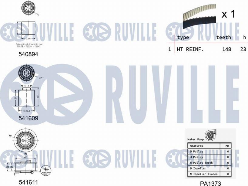 Ruville 5503191 - Pompe à eau + kit de courroie de distribution cwaw.fr