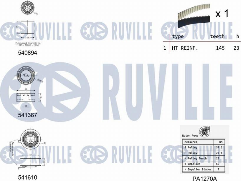 Ruville 5503121 - Pompe à eau + kit de courroie de distribution cwaw.fr