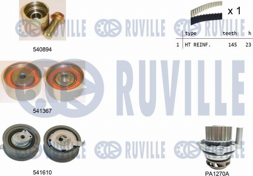 Ruville 5503121 - Pompe à eau + kit de courroie de distribution cwaw.fr