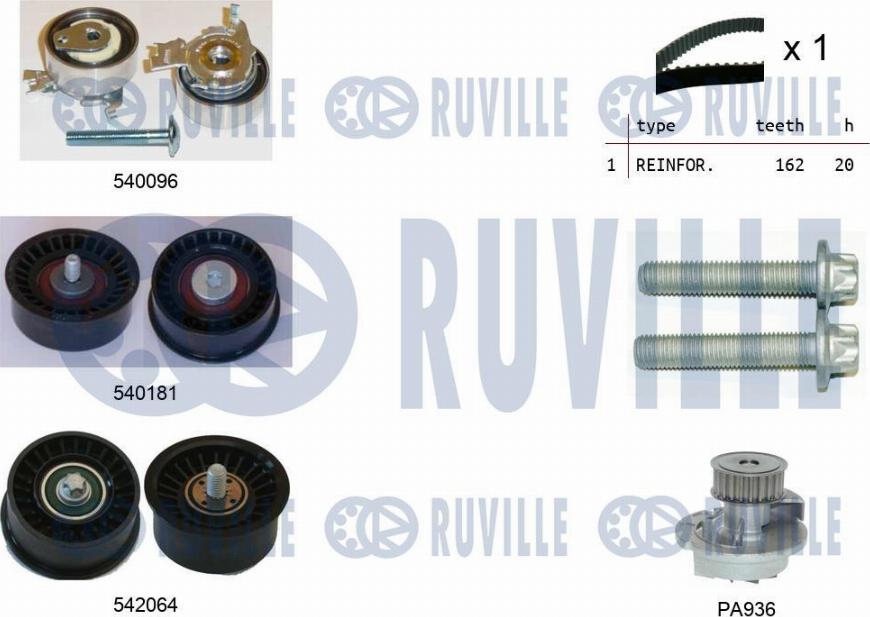 Ruville 5503173 - Pompe à eau + kit de courroie de distribution cwaw.fr