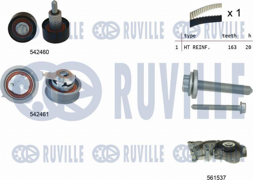 Ruville 5503841 - Pompe à eau + kit de courroie de distribution cwaw.fr