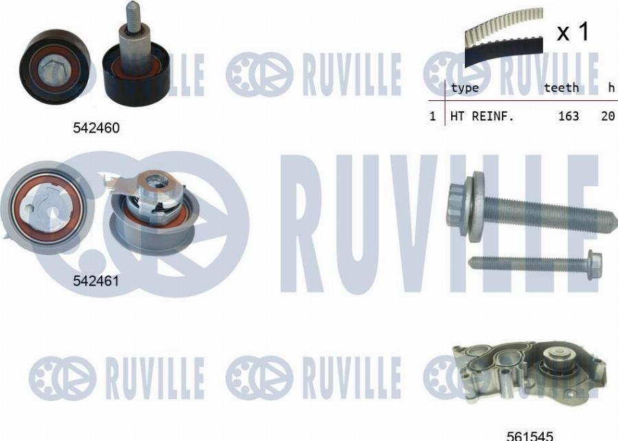 Ruville 5503842 - Pompe à eau + kit de courroie de distribution cwaw.fr