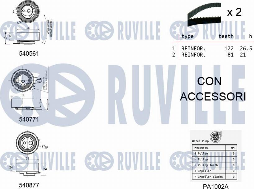 Ruville 5503851 - Pompe à eau + kit de courroie de distribution cwaw.fr