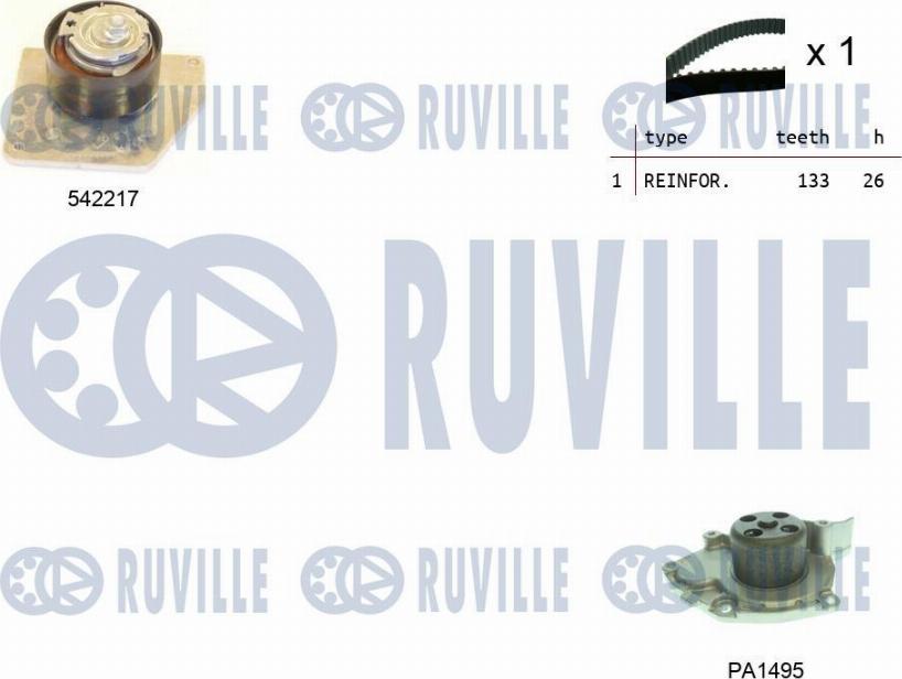 Ruville 5503361 - Pompe à eau + kit de courroie de distribution cwaw.fr