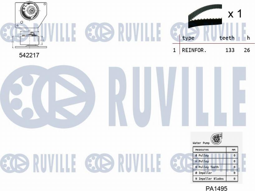 Ruville 5503361 - Pompe à eau + kit de courroie de distribution cwaw.fr