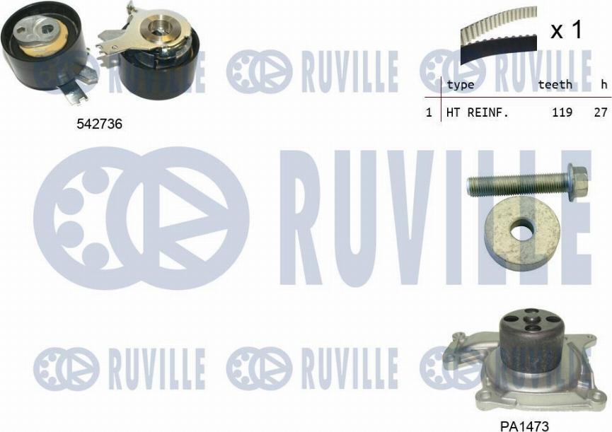 Ruville 5503781 - Pompe à eau + kit de courroie de distribution cwaw.fr