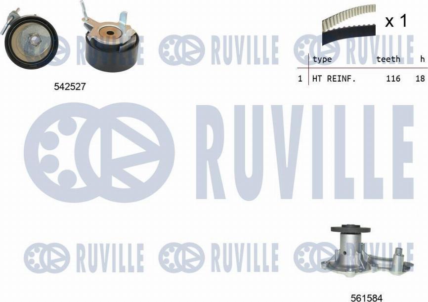 Ruville 5503731 - Pompe à eau + kit de courroie de distribution cwaw.fr