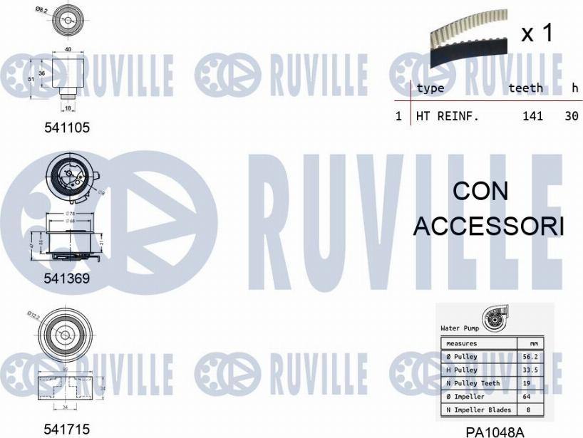 Ruville 5502991 - Pompe à eau + kit de courroie de distribution cwaw.fr