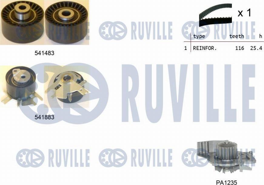 Ruville 5502962 - Pompe à eau + kit de courroie de distribution cwaw.fr