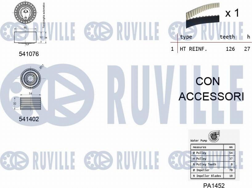 Ruville 5502781 - Pompe à eau + kit de courroie de distribution cwaw.fr