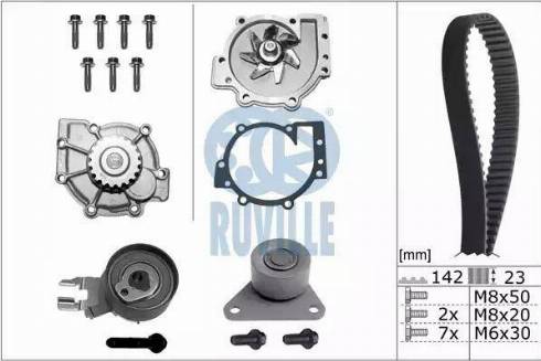 Ruville 56536701 - Pompe à eau + kit de courroie de distribution cwaw.fr