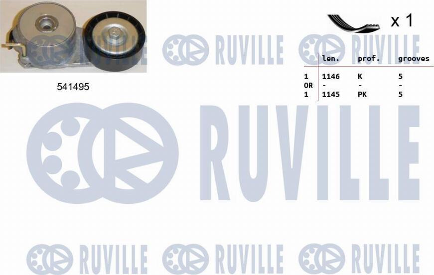 Ruville 570096 - Jeu de courroies trapézoïdales à nervures cwaw.fr