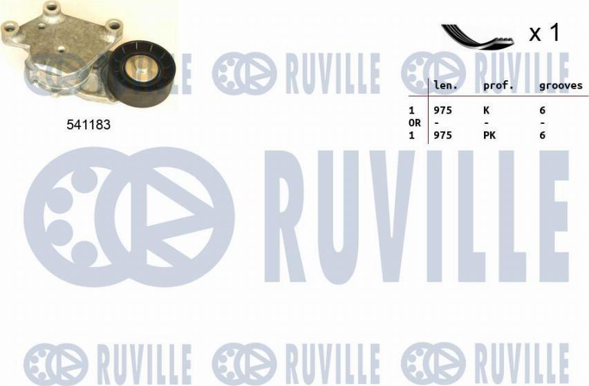 Ruville 570092 - Jeu de courroies trapézoïdales à nervures cwaw.fr