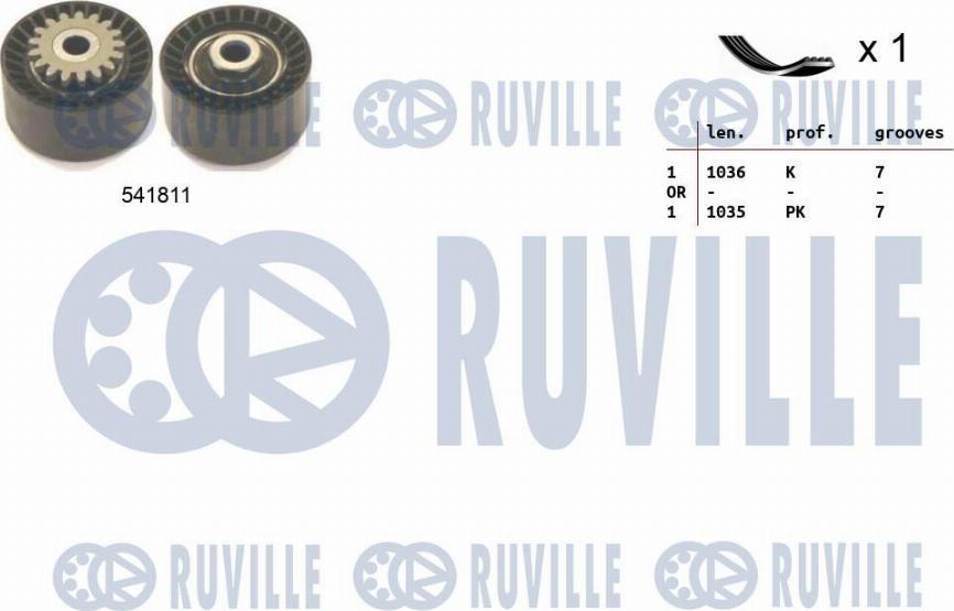 Ruville 570065 - Jeu de courroies trapézoïdales à nervures cwaw.fr