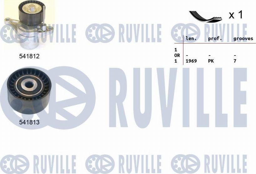 Ruville 570192 - Jeu de courroies trapézoïdales à nervures cwaw.fr