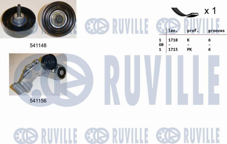 Ruville 570143 - Jeu de courroies trapézoïdales à nervures cwaw.fr