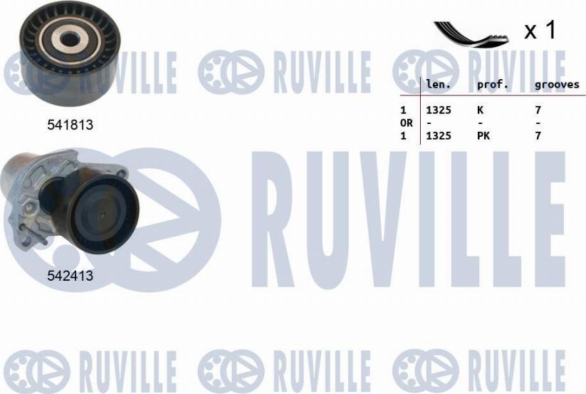 Ruville 570156 - Jeu de courroies trapézoïdales à nervures cwaw.fr