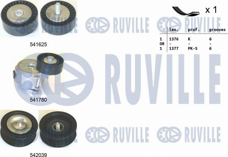 Ruville 570169 - Jeu de courroies trapézoïdales à nervures cwaw.fr