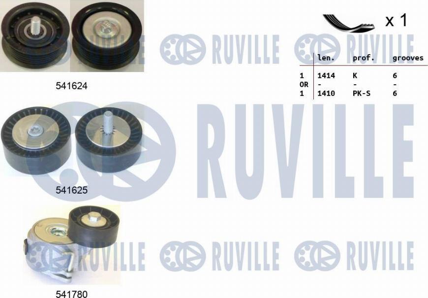 Ruville 570168 - Jeu de courroies trapézoïdales à nervures cwaw.fr