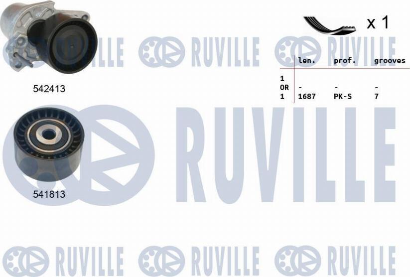 Ruville 570189 - Jeu de courroies trapézoïdales à nervures cwaw.fr