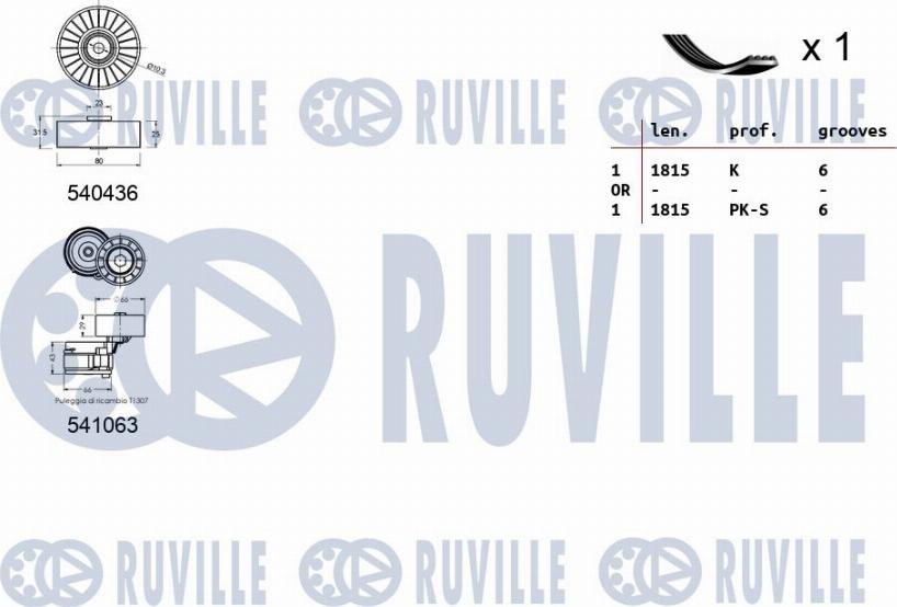 Ruville 570182 - Jeu de courroies trapézoïdales à nervures cwaw.fr