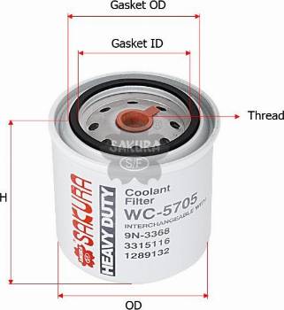 SAKURA WC-5705 - Filtre de liquide de refroidissement cwaw.fr