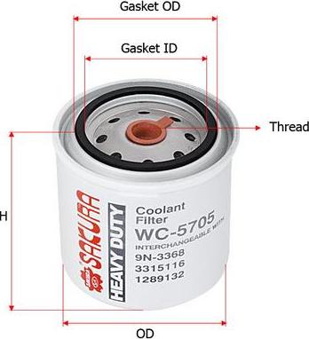 SAKURA Automotive WC-5705 - Filtre de liquide de refroidissement cwaw.fr