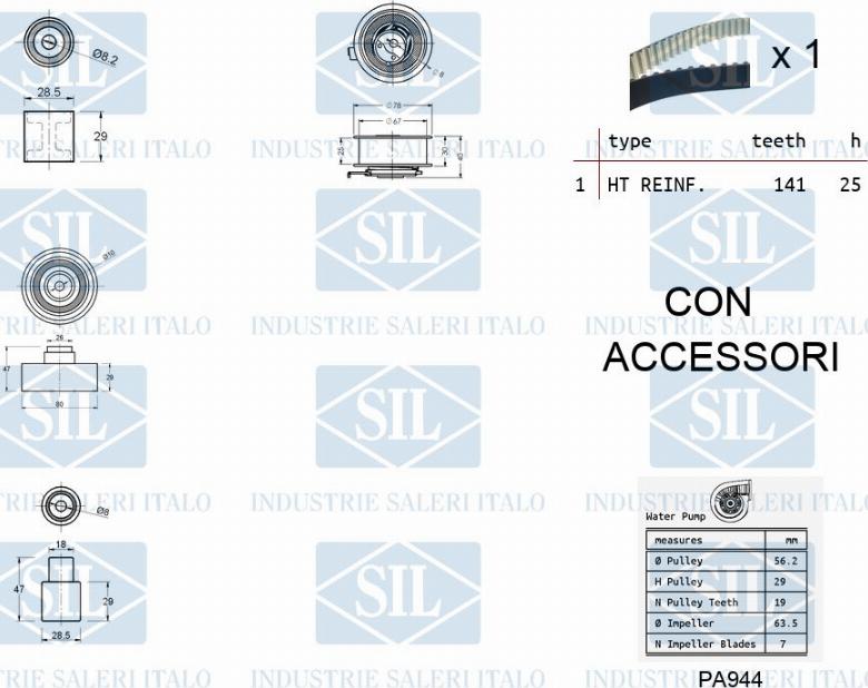 Saleri SIL K1PA944 - Pompe à eau + kit de courroie de distribution cwaw.fr