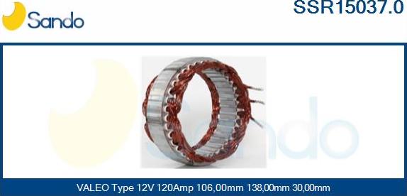 Sando SSR15037.0 - Stator, alternateur cwaw.fr