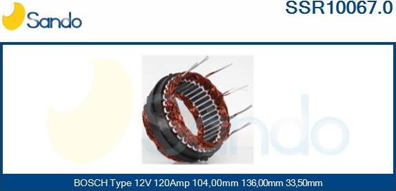 Sando SSR10067.0 - Stator, alternateur cwaw.fr