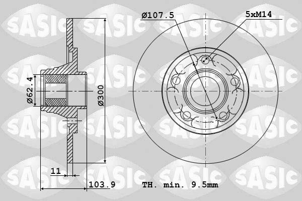 Sasic 6104045 - Disque de frein cwaw.fr