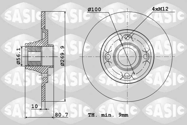 Sasic 6104019 - Disque de frein cwaw.fr