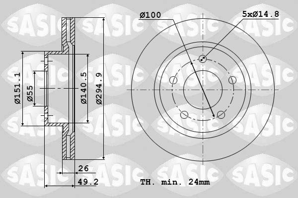 Sasic 6106124 - Disque de frein cwaw.fr