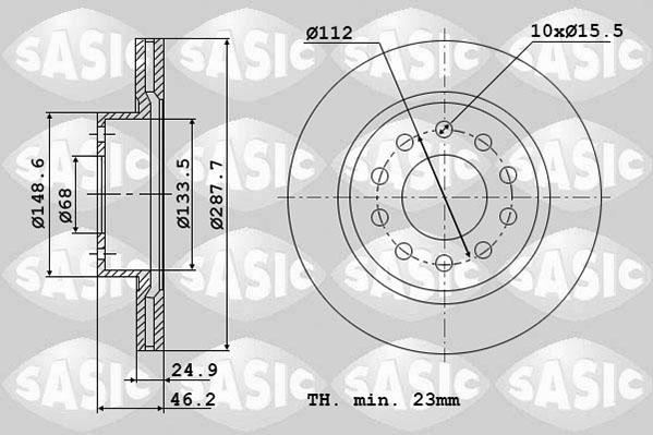 Sasic 6106334 - Disque de frein cwaw.fr