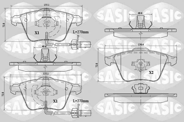 Sasic 6216074 - Kit de plaquettes de frein, frein à disque cwaw.fr