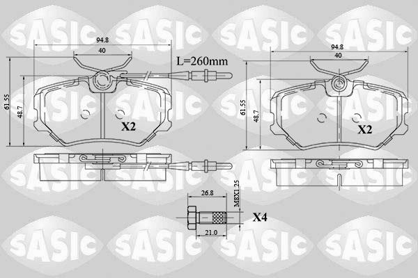 Sasic 6210063 - Kit de plaquettes de frein, frein à disque cwaw.fr