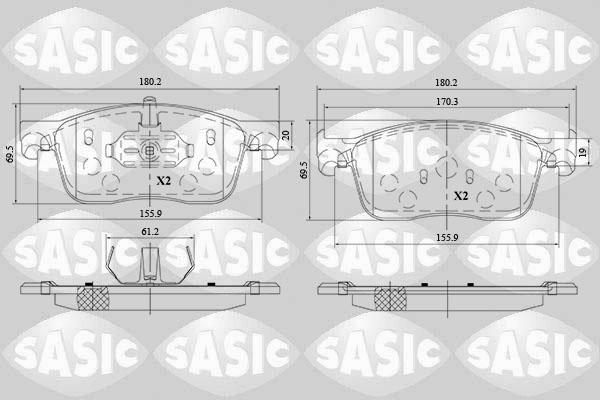 Sasic 6210082 - Kit de plaquettes de frein, frein à disque cwaw.fr