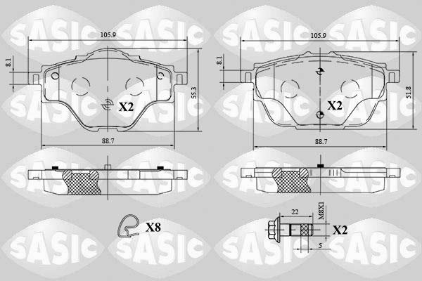 Sasic 6210079 - Kit de plaquettes de frein, frein à disque cwaw.fr