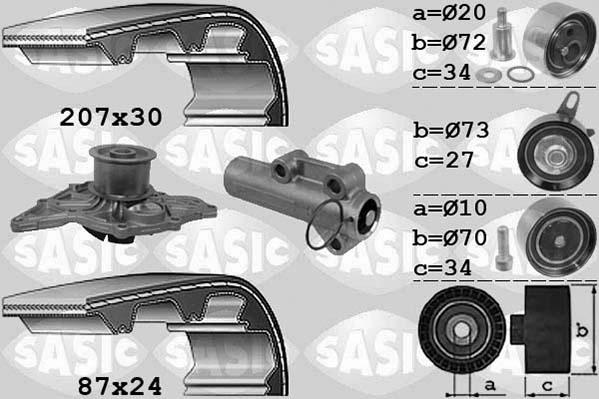 Sasic 3906058 - Pompe à eau + kit de courroie de distribution cwaw.fr