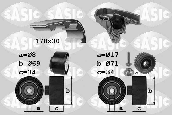 Sasic 3906030 - Pompe à eau + kit de courroie de distribution cwaw.fr