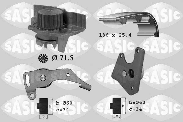 Sasic 3900018 - Pompe à eau + kit de courroie de distribution cwaw.fr