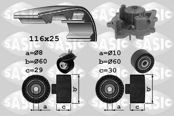 Sasic 3900038 - Pompe à eau + kit de courroie de distribution cwaw.fr