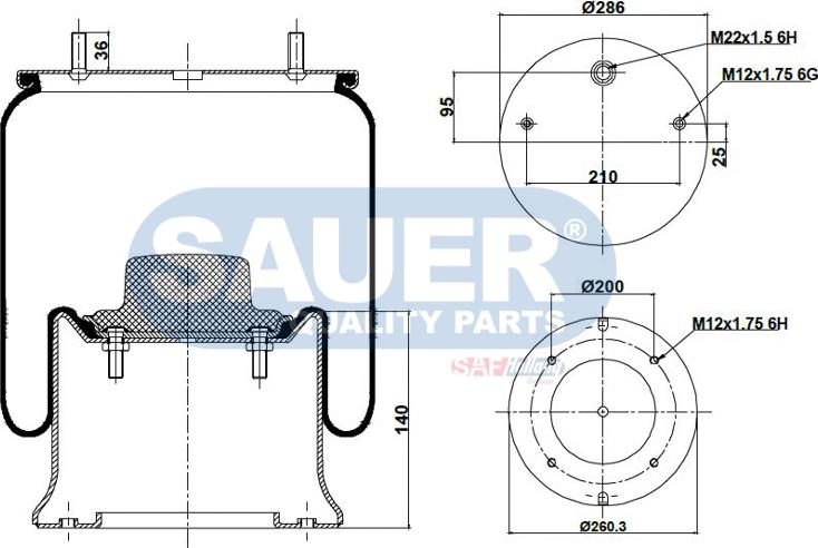 SAUER S2294810305 - Ressort pneumatique, suspension pneumatique cwaw.fr