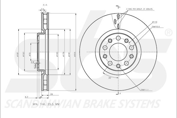 SBS 1815311037 - Disque de frein cwaw.fr