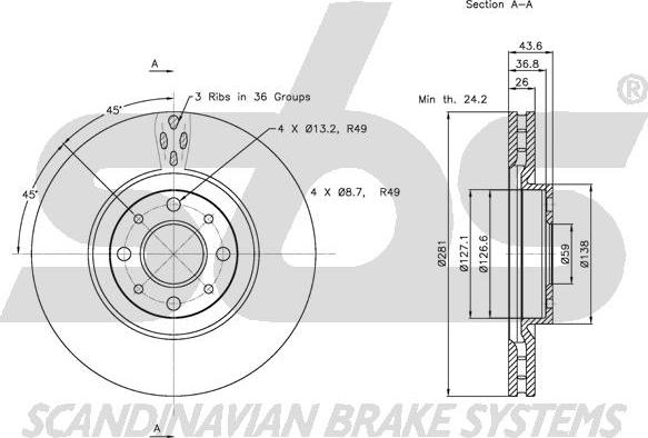 SBS 1815202344 - Disque de frein cwaw.fr