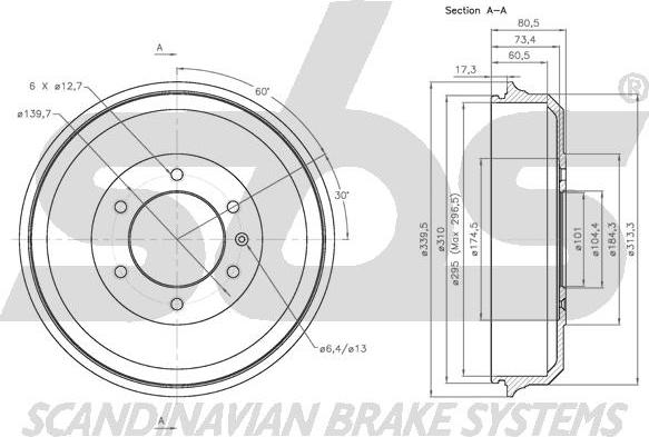 SBS 1825251402 - Tambour de frein cwaw.fr