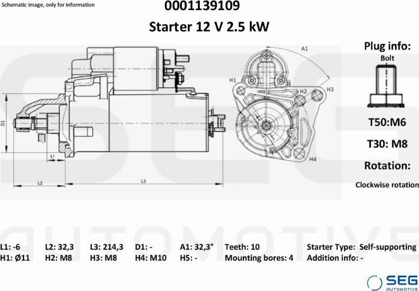 SEG AUTOMOTIVE 0001139109 - Démarreur cwaw.fr