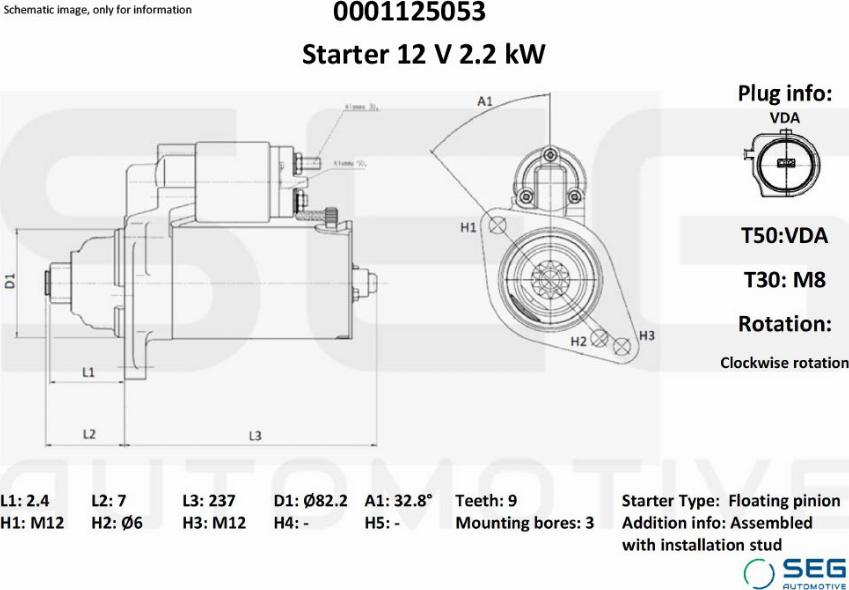 SEG AUTOMOTIVE 0001125053 - Démarreur cwaw.fr