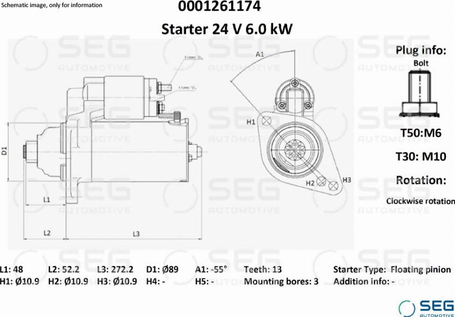 SEG AUTOMOTIVE 0001261174 - Démarreur cwaw.fr