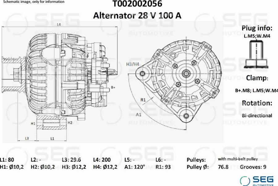 SEG AUTOMOTIVE T002002056 - Alternateur cwaw.fr